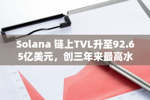 Solana 链上TVL升至92.65亿美元，创三年来最高水平