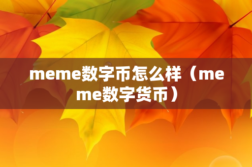 meme数字币怎么样（meme数字货币）