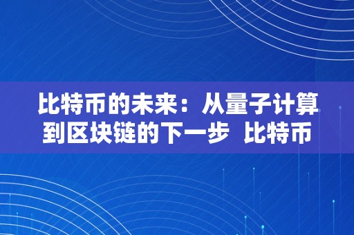 比特币的未来：从量子计算到区块链的下一步 比特币的未来：从量子计算到区块链的下一步