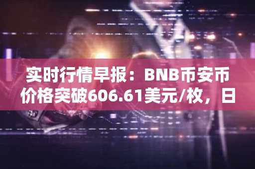 实时行情早报：BNB币安币价格突破606.61美元/枚，日内涨1.02%