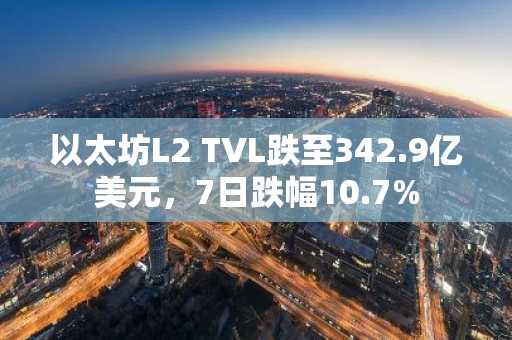 以太坊L2 TVL跌至342.9亿美元，7日跌幅10.7%