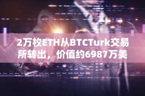 2万枚ETH从BTCTurk交易所转出，价值约6987万美元