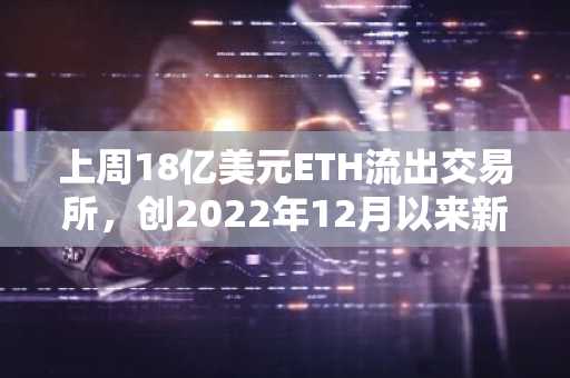 上周18亿美元ETH流出交易所，创2022年12月以来新高