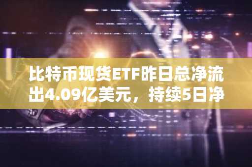 比特币现货ETF昨日总净流出4.09亿美元，持续5日净流出