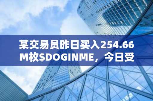 某交易员昨日买入254.66M枚$DOGINME，今日受Coinbase消息影响账面盈利超11万美元