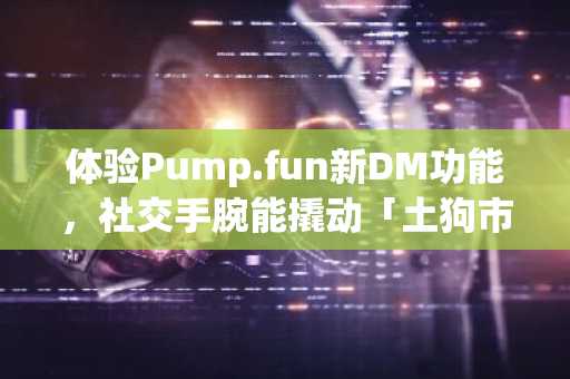 体验Pump.fun新DM功能，社交手腕能撬动「土狗市场」复苏吗？