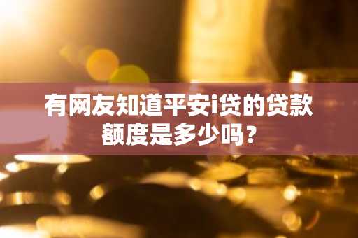 有网友知道平安i贷的贷款额度是多少吗？