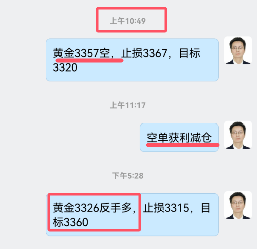 头狼：黄金3357空下跌收割，同时3326反手多中