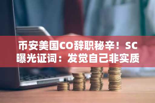 币安美国CO辞职秘辛！SC曝光证词：发觉自己非实质掌权人