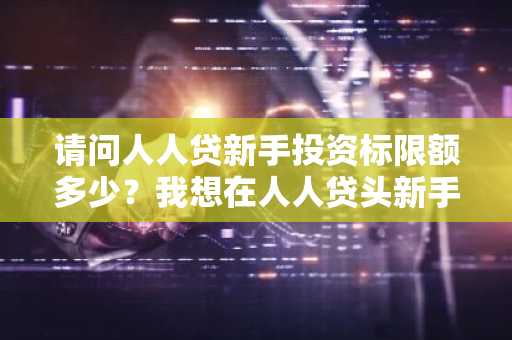 请问人人贷新手投资标限额多少？我想在人人贷头新手投资标。