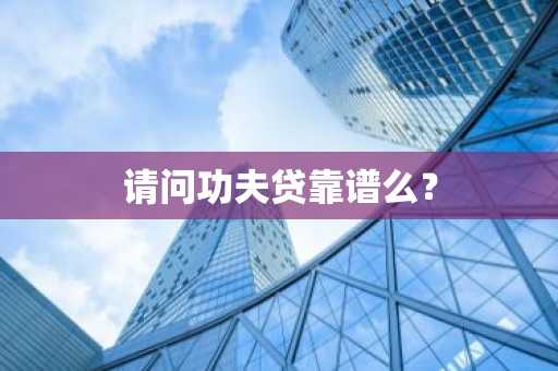 请问功夫贷靠谱么？