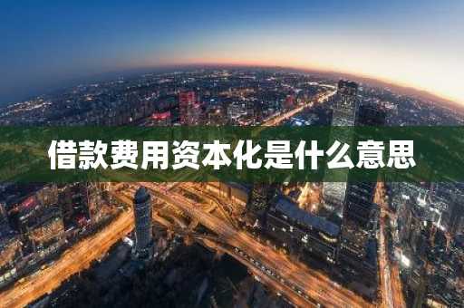 借款费用资本化是什么意思
