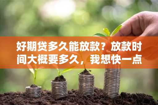 好期贷多久能放款？放款时间大概要多久，我想快一点拿到钱。