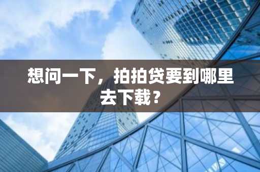 想问一下，拍拍贷要到哪里去下载？