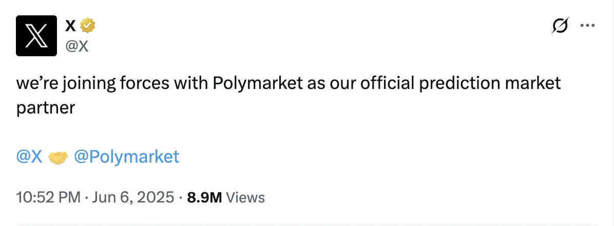 X与Polymarket合作，马斯克离「万物App」又近了一步