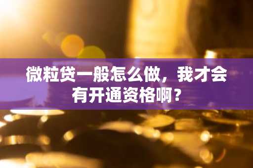 微粒贷一般怎么做，我才会有开通资格啊？