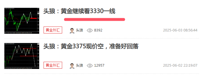 头狼：黄金空头距离3330一线又进一步