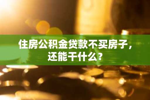 住房公积金贷款不买房子，还能干什么？
