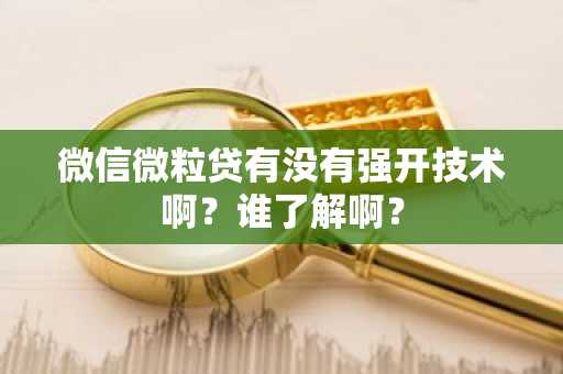 微信微粒贷有没有强开技术啊？谁了解啊？