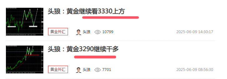 头狼：隔夜黄金兑现3330一线，3315直接多