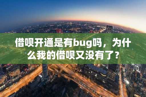 借呗开通是有bug吗，为什么我的借呗又没有了？