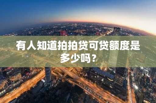 有人知道拍拍贷可贷额度是多少吗？