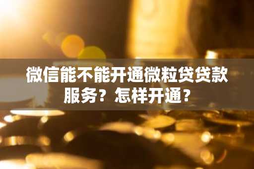 微信能不能开通微粒贷贷款服务？怎样开通？