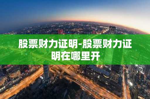 股票财力证明-股票财力证明在哪里开