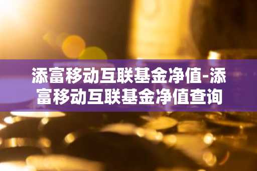 添富移动互联基金净值-添富移动互联基金净值查询