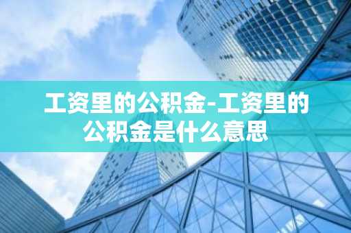 工资里的公积金-工资里的公积金是什么意思