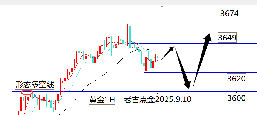 老古点金：黄金昨天多了4次日内先空后多！原油看跌