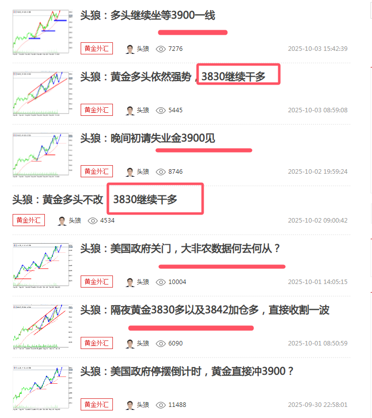 头狼：黄金下周看4000点