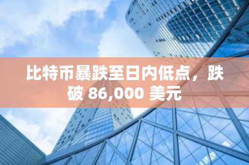 比特币暴跌至日内低点，跌破 86,000 美元