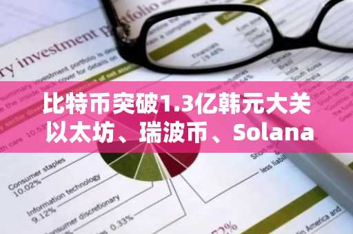 比特币突破1.3亿韩元大关 以太坊、瑞波币、Solana持续走强