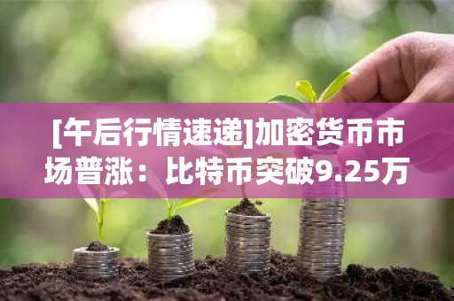 [午后行情速递]加密货币市场普涨：比特币突破9.25万美元 以太坊站上3310美元