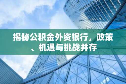 揭秘公积金外资银行，政策、机遇与挑战并存