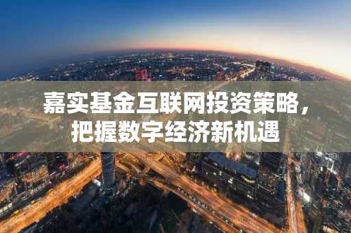 嘉实基金互联网投资策略，把握数字经济新机遇