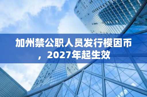 加州禁公职人员发行模因币，2027年起生效